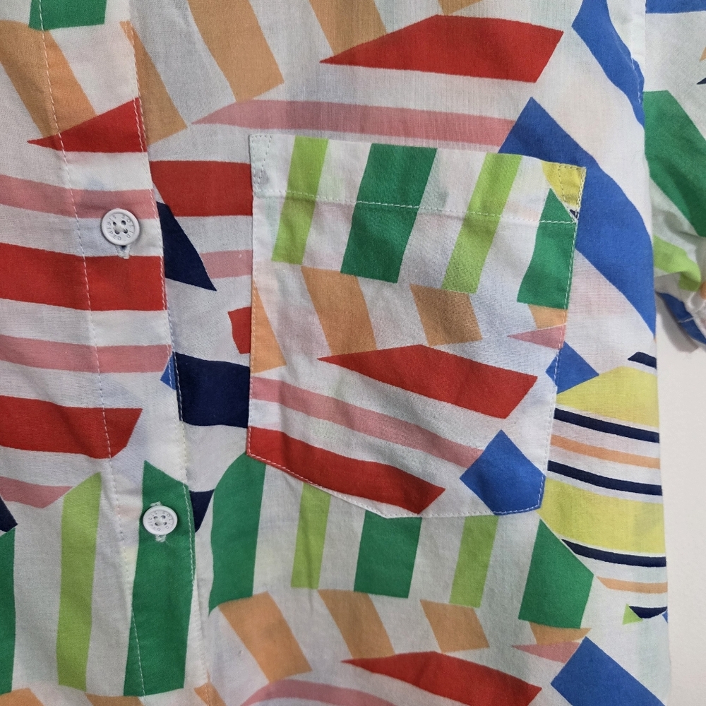 Solid & Striped Button Up Blouse Top Patchwork Co… - image 3